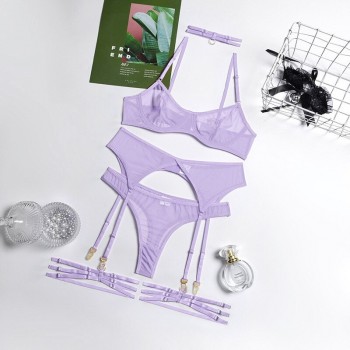  4-Piece Lace Bra Set Women Unlined Bra Underwire + Panty Underwear Set Ladies 4 Colors Sexy Lingerie Set
